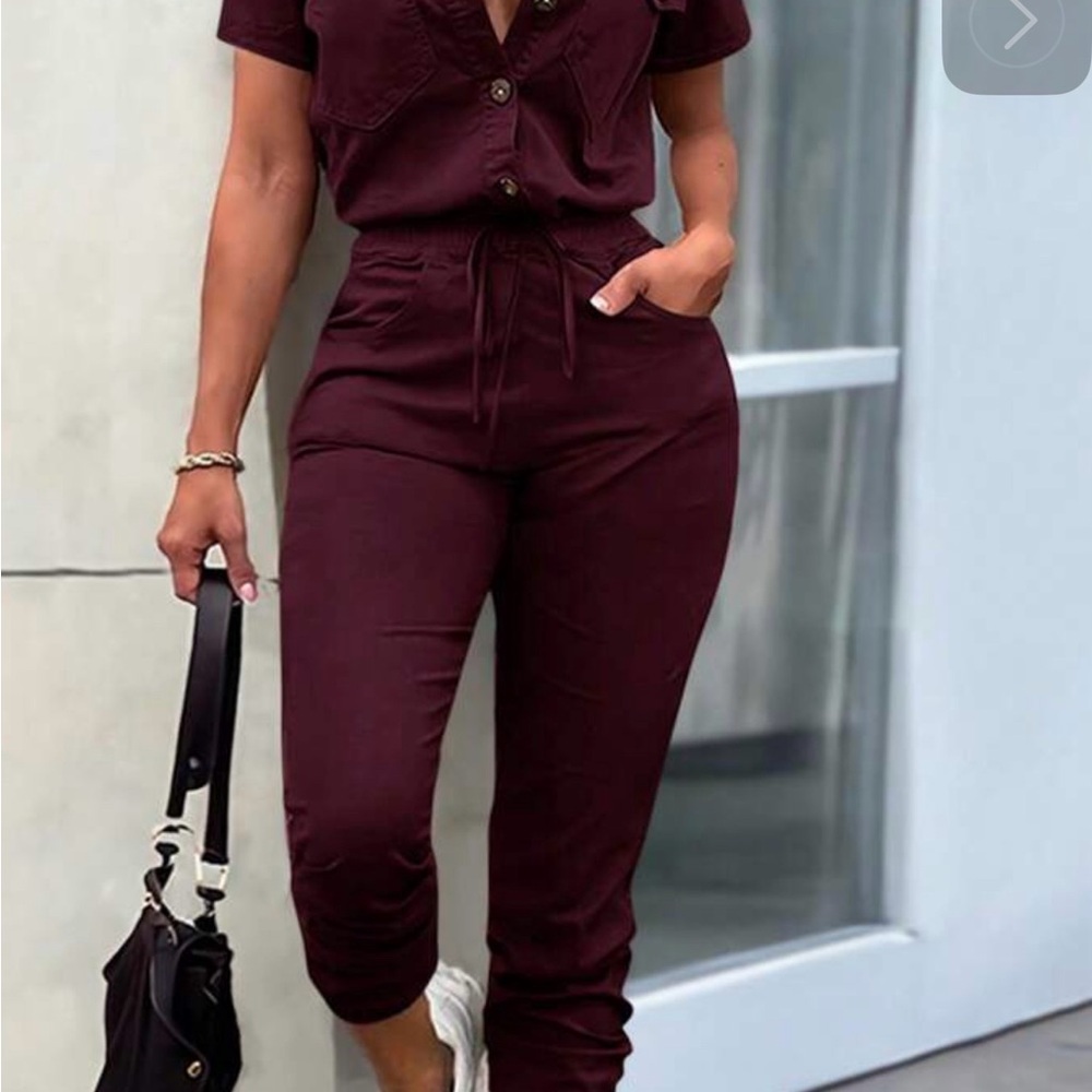 Women's Burgundy Jumpsuit